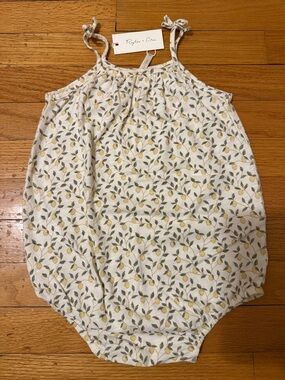 Rylee + Cru Lemon Branch Bubble Romper - White, Yellow & Green